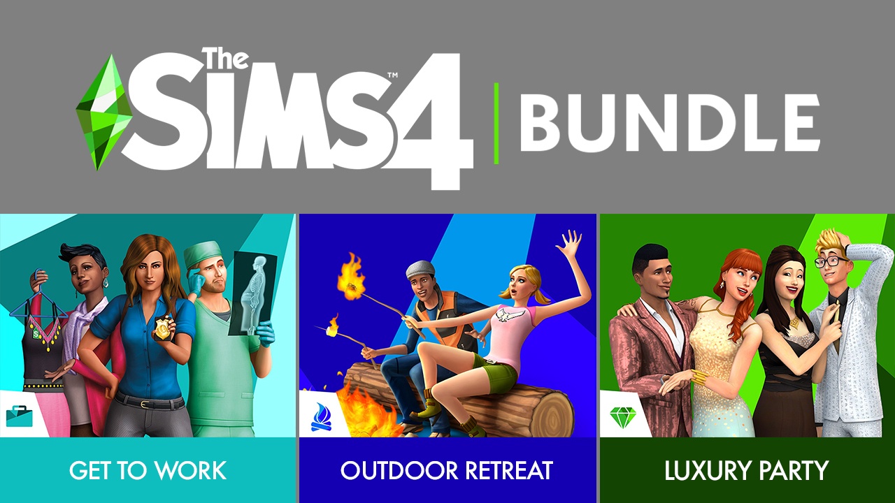 The Sims 4 Bundle - Get to Work, Outdoor Retreat, Luxury Party Stuff DLCs Origin CD Key 54.2 usd