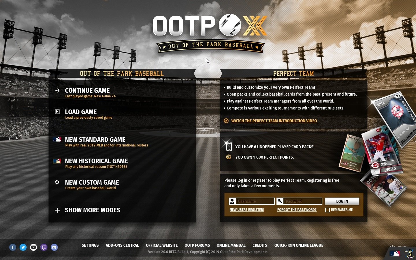 Out of the Park Baseball 20 Steam CD Key 120.58 usd