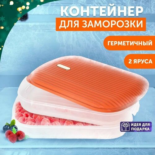 Контейнер для хранения и заморозки продуктов / Пищевой ланч-бокс для замораживания пельменей (2 яруса) фото