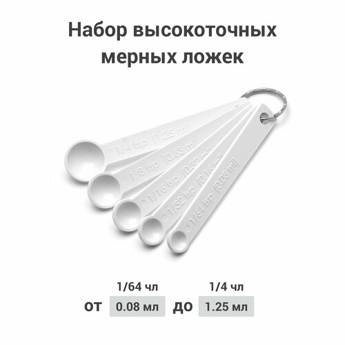 фотография Набор мерные ложки пластиковые из 5 шт, белые, купить за 290р