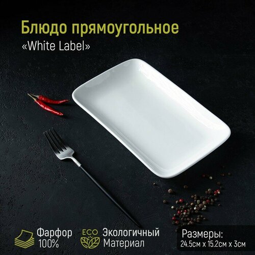 Доляна Блюдо фарфоровое прямоугольное Доляна White Label, 24,5×15,5 см, цвет белый фото