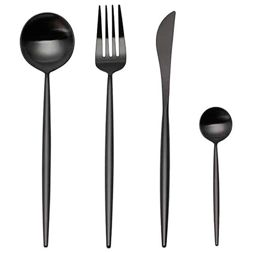 Набор столовых приборов Xiaomi Maison Maxx Stainless Steel Cutlery Set, Черный фото