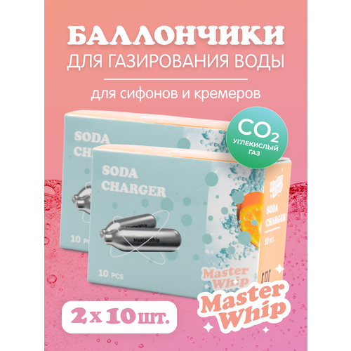 Баллончики для сифона для газирования воды (CO2) 20шт MasterWhip фото