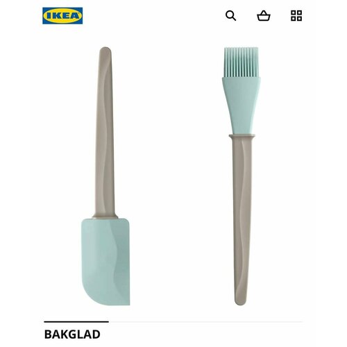 Набор IKEA BAKGLAD силиконовый кисть и лопатка 26см фото