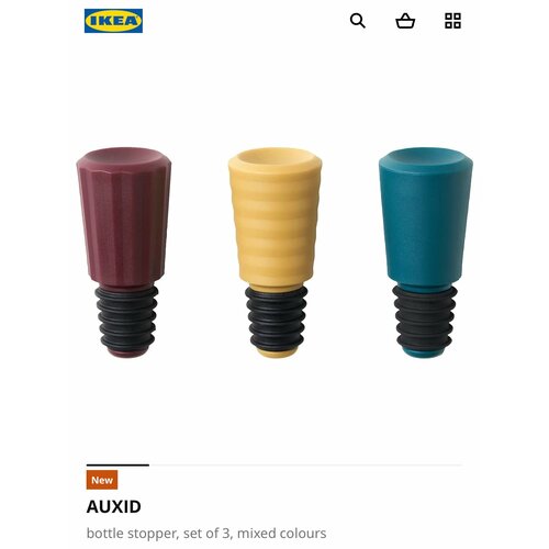 Пробка для бутылки IKEA AUXID , набор из 3, смешанные цвета фото