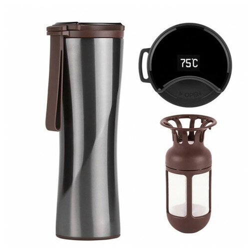 Термос Xiaomi Kiss Kiss Fish Moka Smart Cup Oled 430ml. Grey (силиконовый ремешок) фото