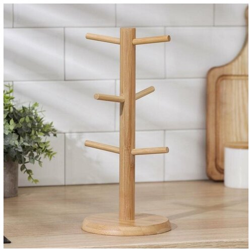 Подставка для кружек Доляна Bamboo, 14,5*32 см, бамбук фото