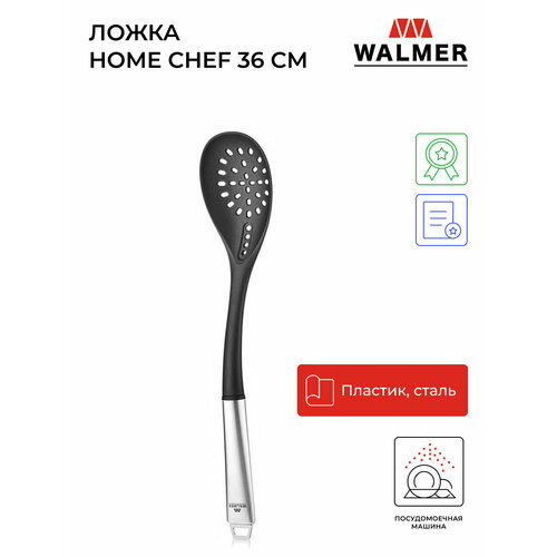 Шумовка WALMER Home Chef W30027033, пластик, коррозионностойкая сталь  черный 36 см 1 7 см фото