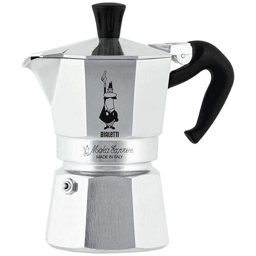 Гейзерная кофеварка Bialetti Moka Express 1168, 90 мл0.09 л, металлик фото