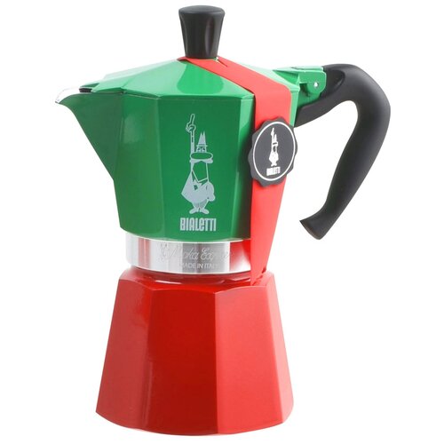 Гейзерная кофеварка Bialetti Moka Express Italia collection 0005323/NP, 270 мл0.27 л, зеленый/красный фото