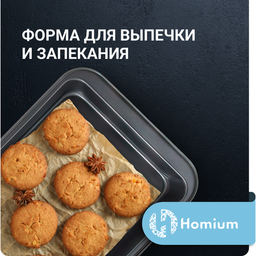 Форма для запекания и выпечки Homium, противень с антипригарным покрытием, прямоугольный, черный, 1 шт. фото