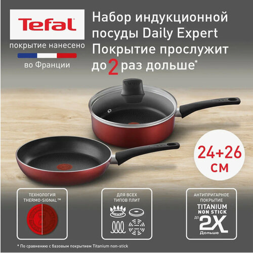 Набор посуды Tefal Daily Expert 04234820 с крышкой, 24/26 см фото