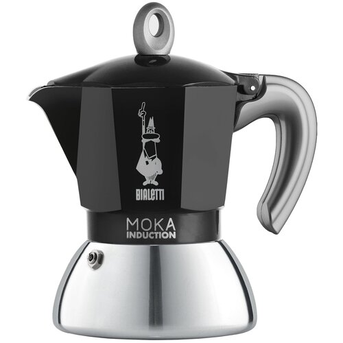 Гейзерная кофеварка Bialetti New Moka Induction, 90 мл0.1 л, черный фото