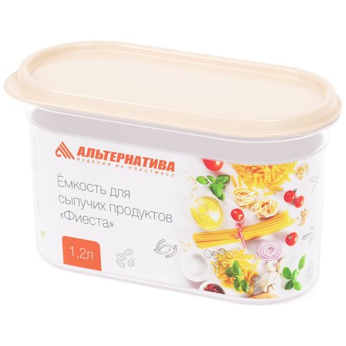 Альтернатива емкость для сыпучих продуктов Фиеста, 1.2 л, 1200 мл, 19.1x9.4x11.5 см фото