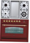 ILVE PN-90F-MP Red Kitchen Stove